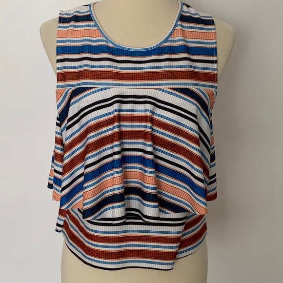 Zara Crop Stripe Frilled Top - Picture 7 of 11